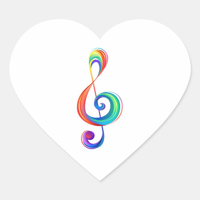Layered rainbow treble clef heart sticker (Front)