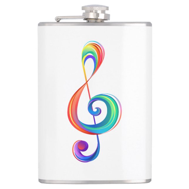 Layered rainbow treble clef hip flask (Front)