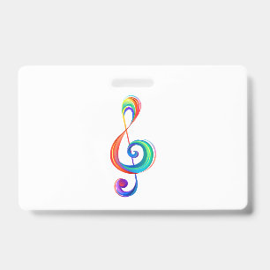 Layered rainbow treble clef ID badge