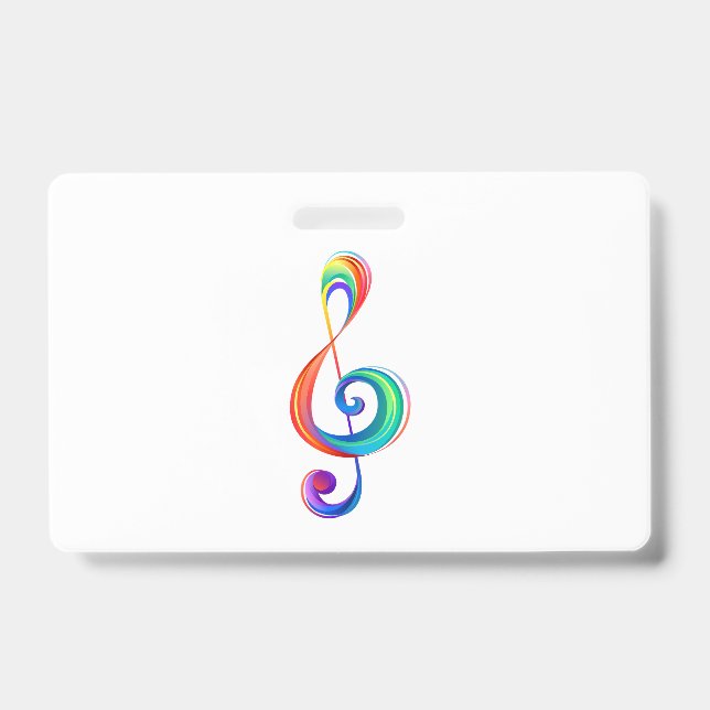 Layered rainbow treble clef ID badge (Front)