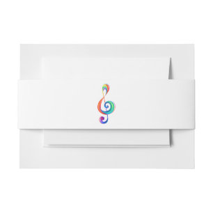 Layered rainbow treble clef invitation belly band