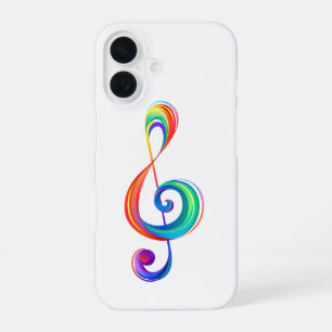 Layered rainbow treble clef iPhone 16 case