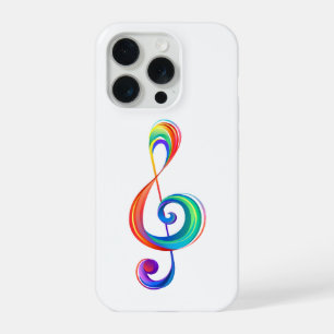 Layered rainbow treble clef iPhone 15 pro case