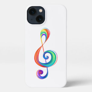 Layered rainbow treble clef iPhone 13 case