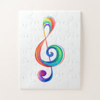 Layered rainbow treble clef