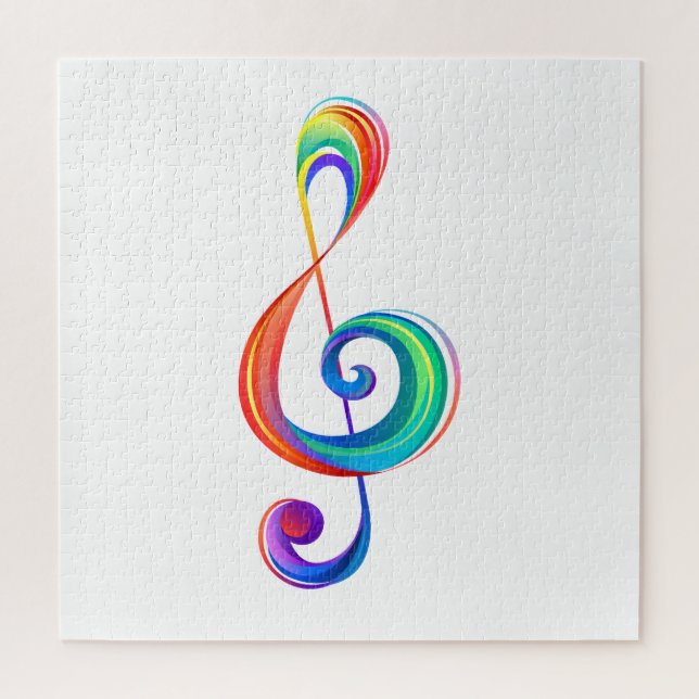 Layered rainbow treble clef jigsaw puzzle (Vertical)
