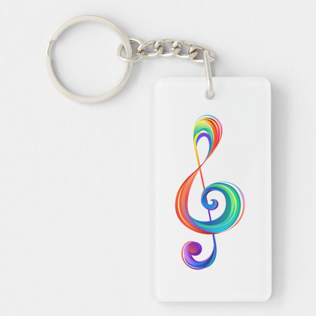 Layered rainbow treble clef key ring (Front)