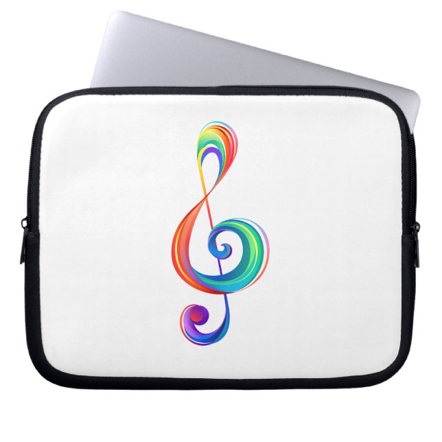 Layered rainbow treble clef laptop sleeve (Front)