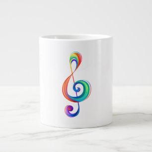 Layered rainbow treble clef large coffee mug