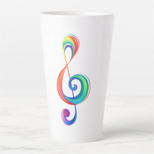 Layered rainbow treble clef latte mug