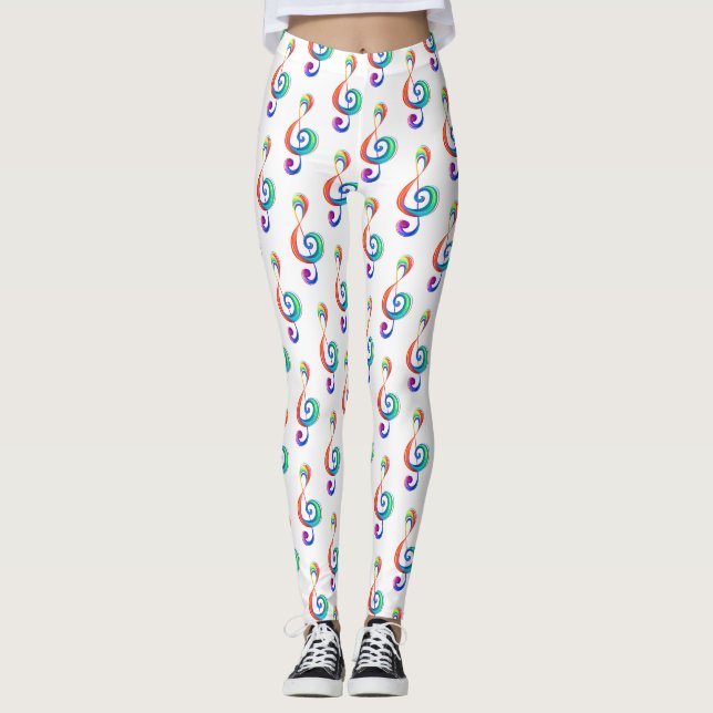 Layered rainbow treble clef leggings (Front)