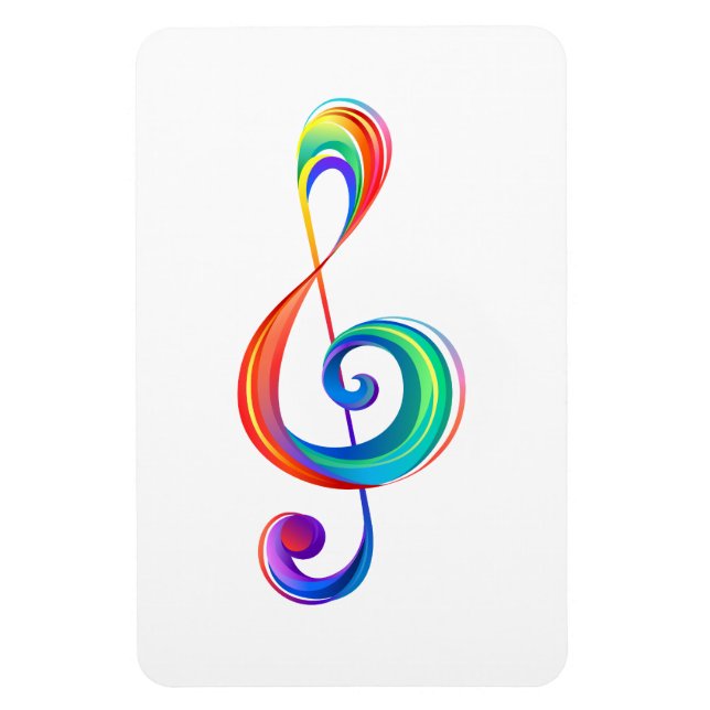 Layered rainbow treble clef magnet (Vertical)