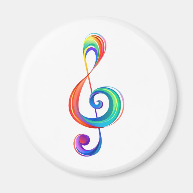 Layered rainbow treble clef magnet (Front)