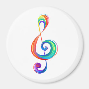 Layered rainbow treble clef magnet