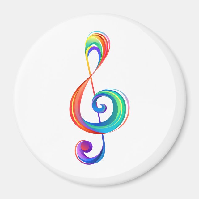 Layered rainbow treble clef magnet (Front)