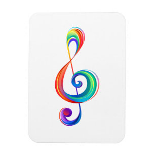 Layered rainbow treble clef magnet
