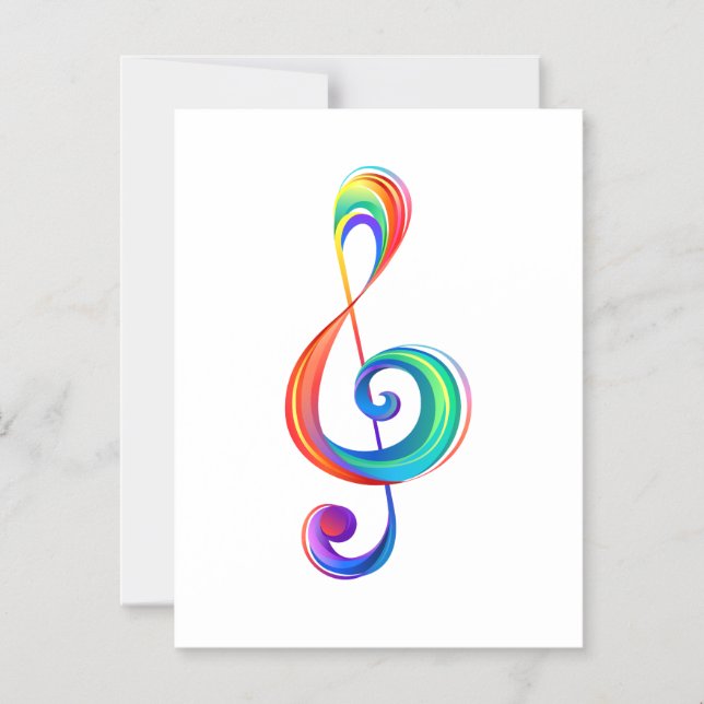 Layered rainbow treble clef magnetic invitation (Front)