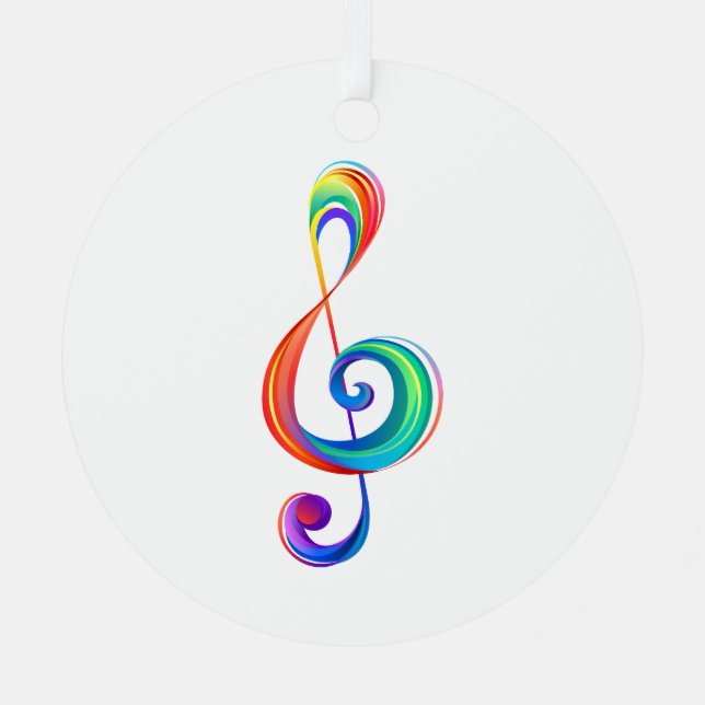 Layered rainbow treble clef metal tree decoration (Front)
