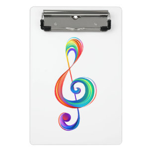 Layered rainbow treble clef mini clipboard