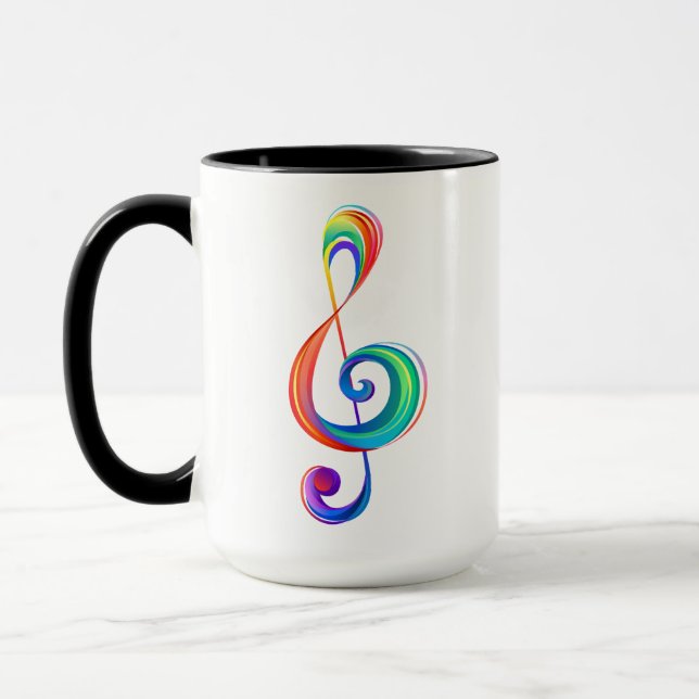 Layered rainbow treble clef mug (Left)