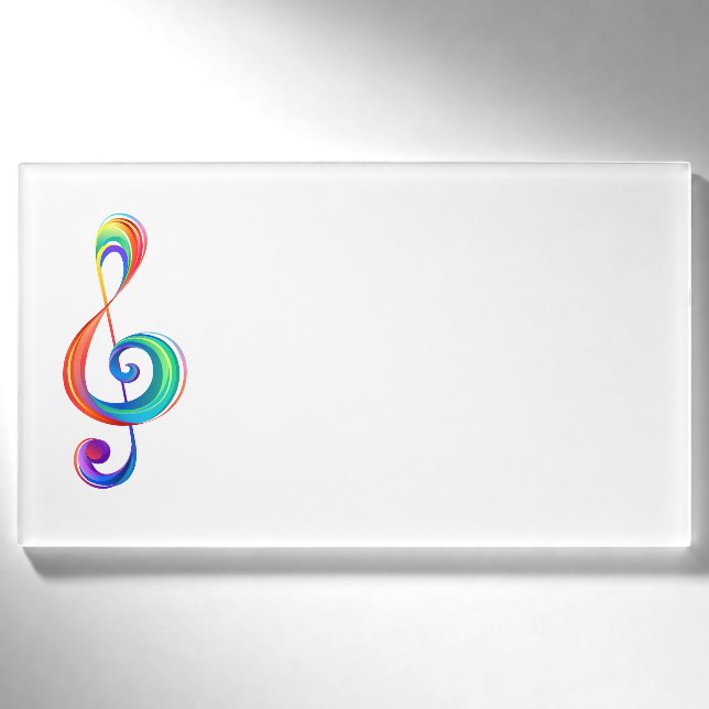 Layered rainbow treble clef name tag (Front)