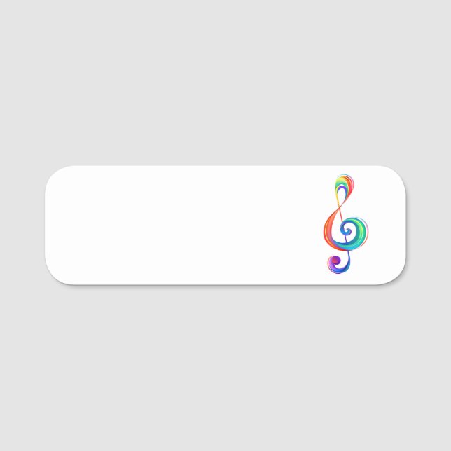 Layered rainbow treble clef name tag (Front)