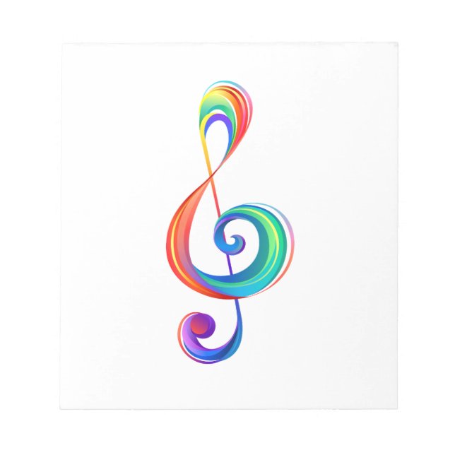 Layered rainbow treble clef notepad (Front)