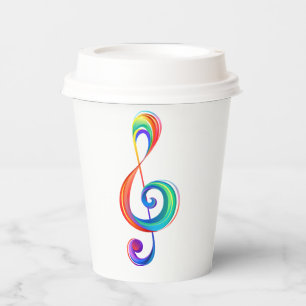 Layered rainbow treble clef paper cups