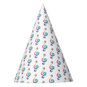 Layered rainbow treble clef party hat