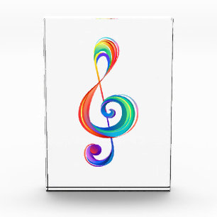 Layered rainbow treble clef photo block