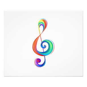 Layered rainbow treble clef photo print