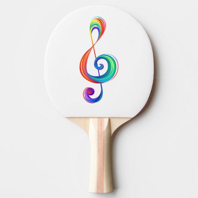 Layered rainbow treble clef ping pong paddle (Front)