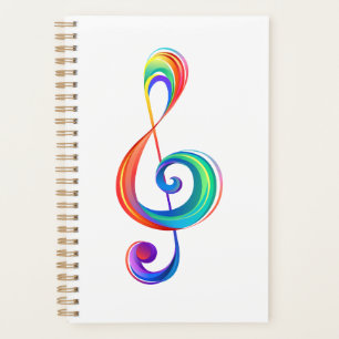 Layered rainbow treble clef planner
