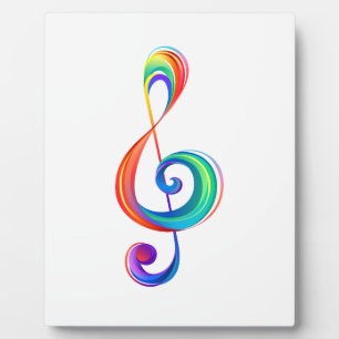 Layered rainbow treble clef plaque