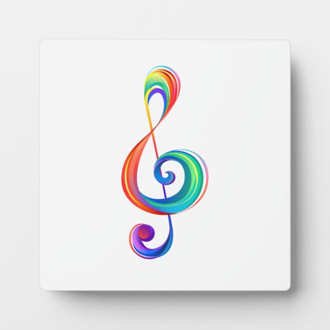 Layered rainbow treble clef plaque (Front)