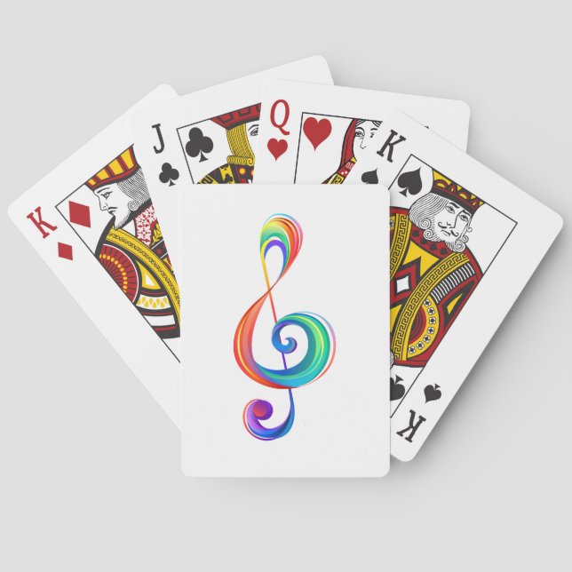 Layered rainbow treble clef playing cards (Back)