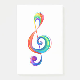 Layered rainbow treble clef post-it notes