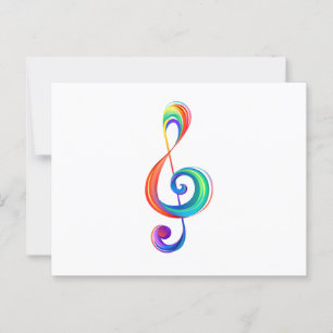 Layered rainbow treble clef postcard
