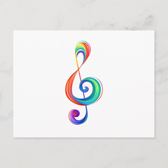 Layered rainbow treble clef postcard (Front)