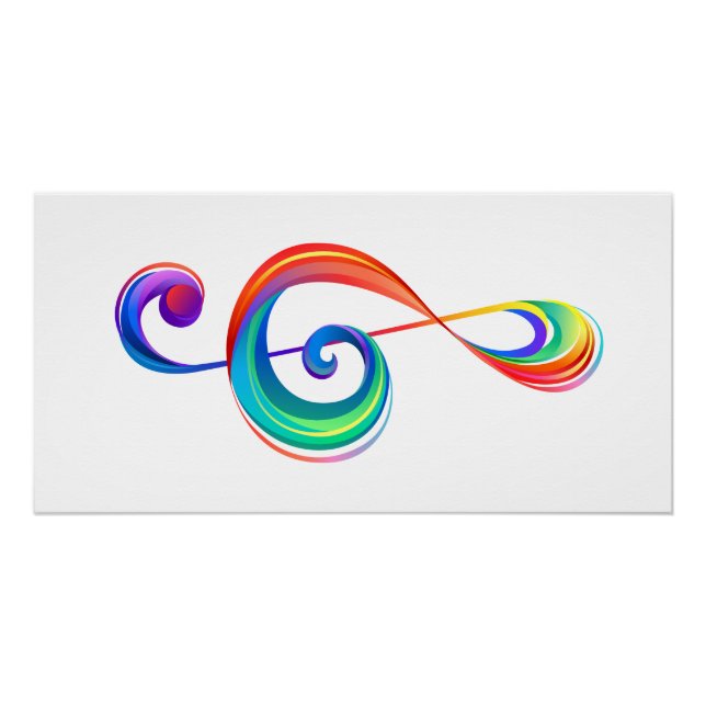 Layered rainbow treble clef poster (Front)