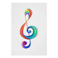 Layered rainbow treble clef