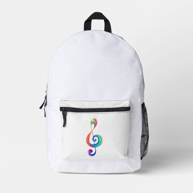 Layered rainbow treble clef printed backpack (Front)