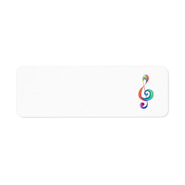 Layered rainbow treble clef return address label (Front)