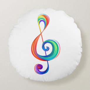 Layered rainbow treble clef round cushion