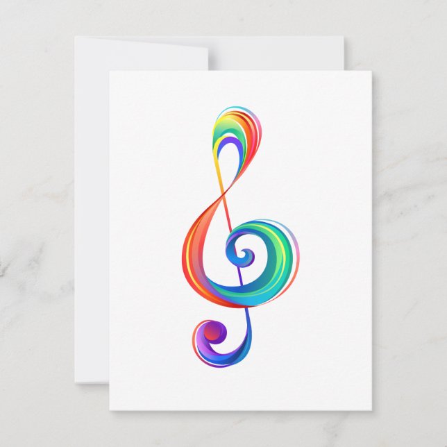 Layered rainbow treble clef RSVP card (Front)