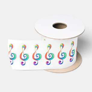 Layered rainbow treble clef satin ribbon