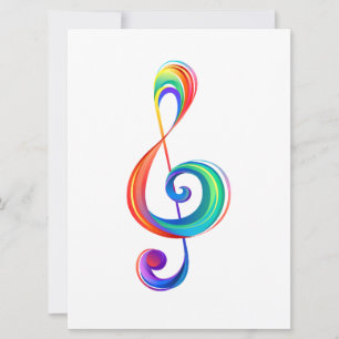 Layered rainbow treble clef save the date
