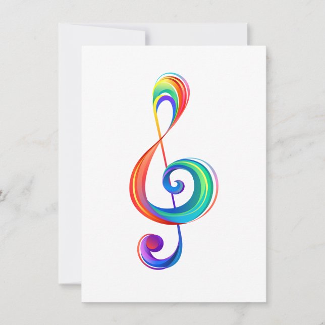 Layered rainbow treble clef save the date (Front)