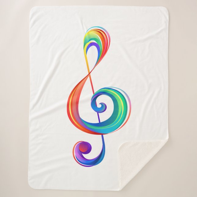 Layered rainbow treble clef sherpa blanket (Front)