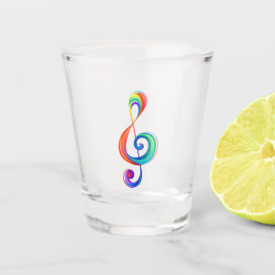 Layered rainbow treble clef shot glass